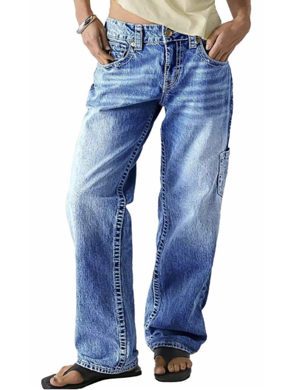 Flamingals Mid Rise Straight Leg Jeans for Women S
